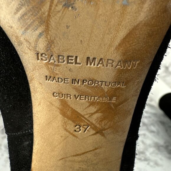 Isabel Marant Womans Dyna Ankle Boots Size 37/US 7 Black Velvet Calfskin Suede - Picture 8 of 8